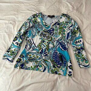 y2k beaded blouse all over print